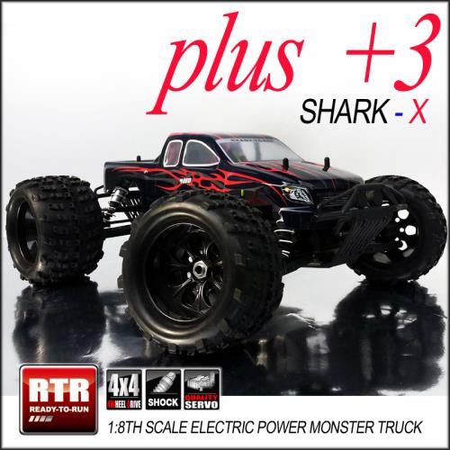 1:8샤크-X PLUS 3 픽업[레드] 출력업+생활방수 튠업버젼~!!(샤크엑스~플러스3) 입문용 rc카 전동 무선 자동차 몬스터 트럭bes7